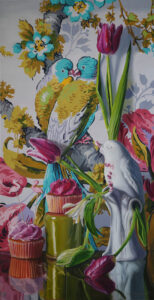 Pecked Upon oil on canvas 36” x 18”