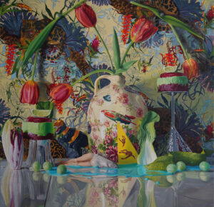 Intergalactic Tourism and the Mutation of Species oil on linen 42” x 44”